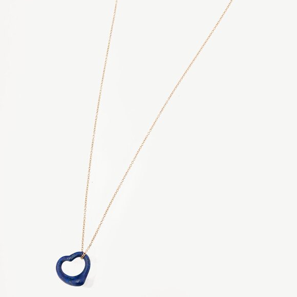 Tiffany & Co. Elsa Peretti Open Heart Lapis Lazuli & 18k Gold Pendant Necklace - Picture 3 of 6